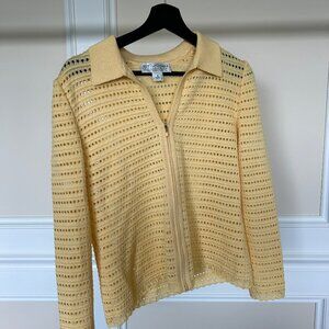 St. John Collection Long Sleeve Knit Jacket in Yellow Size 4